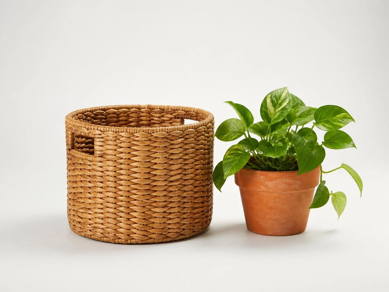 Paniers en rotin et pot en terre cuite pour la décoration de la maison disponibles chez Sella Bazar à Conakry